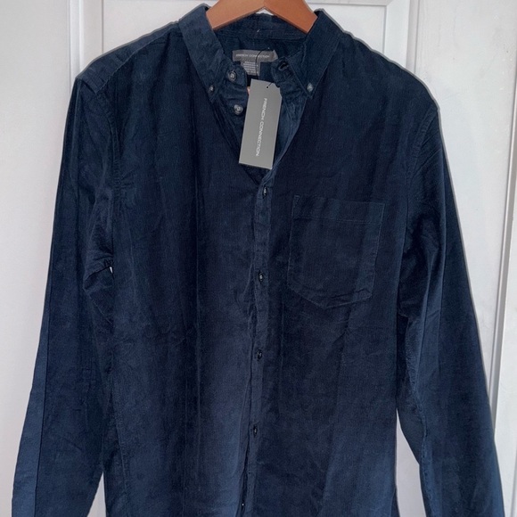 French Connection Deep Midnight Blue Micro-Corduroy Shirt - Picture 1 of 5